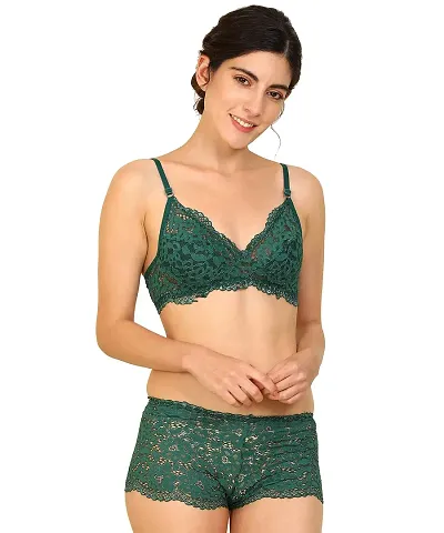 PIBU-Women's Net Bra Panty Set for Women Lingerie Set Sexy Honeymoon Undergarments (Color : Multi)(Pack of 1)