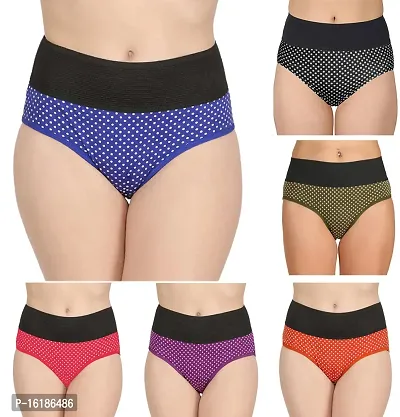 Stylish Multicoloured Cotton Blend Hipster Briefs For Women Pack Of 6-thumb0