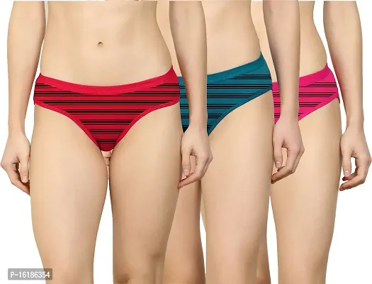 Stylish Multicoloured Cotton Blend Hipster Briefs For Women Pack Of 3-thumb0