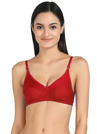 Women T-Shirt Cotton Non Padded Non-Wired Bra (Pack of 3) (Red,Blue,Maroon)-thumb4