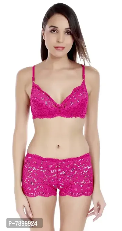 Net Sexy Lingerie for Honeymoon Set Pink