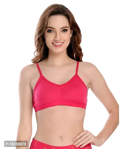 Stylish Pink Cotton Solid Bras For Women-thumb0