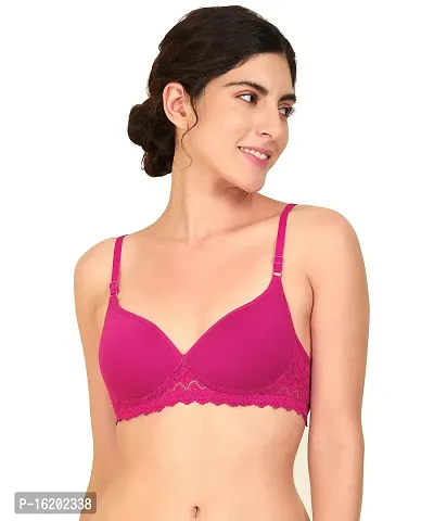 Stylish Pink Cotton Solid Bras For Women-thumb0