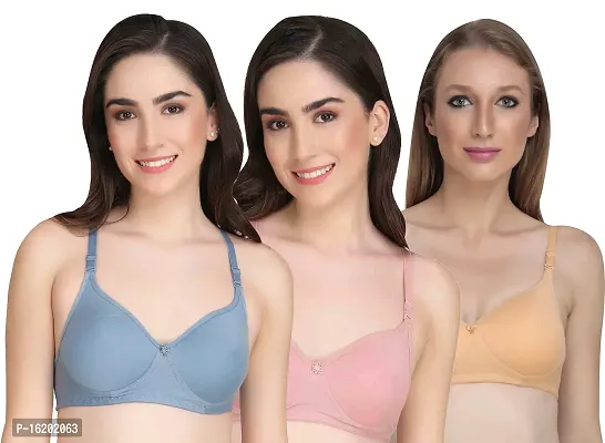 Stylish Cotton Solid Bras For Women- Pack Of 3