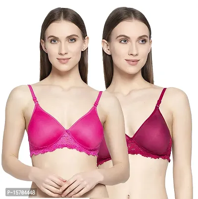 Stylish Multicoloured Cotton Solid Bras For Women ( Pack of 2 )-thumb0