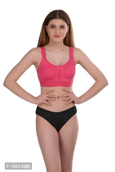 Stylish Pink  Bra  Panty Set For Women-thumb0