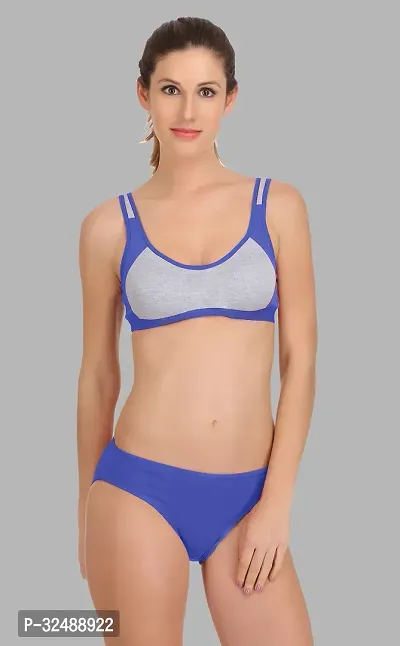 Stylish Cotton Solid Bra and Panty Set for Women