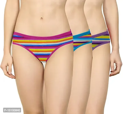 Stylish Multicoloured Cotton Blend Briefs For Women Pack Of 3-thumb0