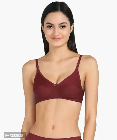 Women T-Shirt Cotton Non Padded Non-Wired Bra (Pack of 1) (Maroon)-thumb0