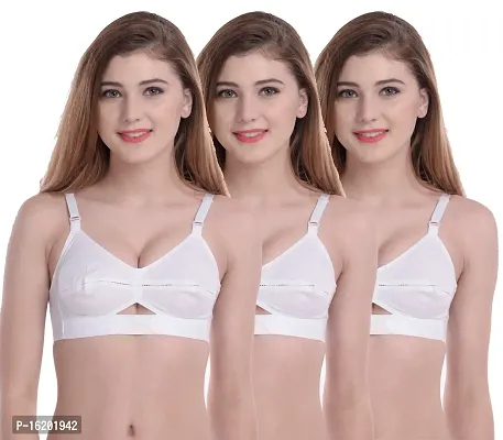 Stylish Cotton Solid Bras For Women- Pack Of 3-thumb0