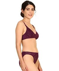 Stylish Maroon  Bra  Panty Set For Women-thumb1