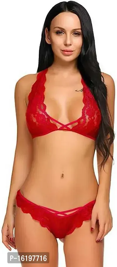 Elegant Red Net  Baby Dolls For Women