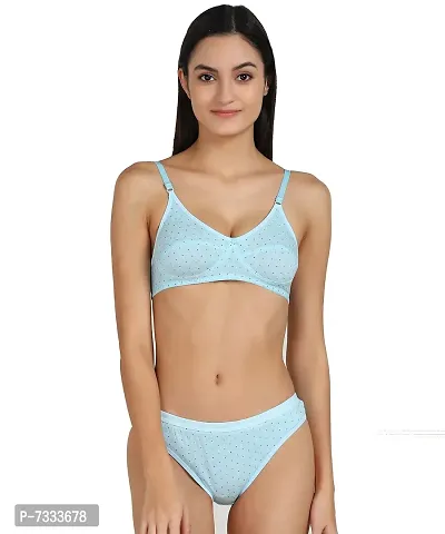 PIBU-Women's Cotton Bra Panty Set for Women Lingerie Set Sexy Honeymoon Undergarments ( Color : Blue )( Pack of 1 )( Size :36) Model No : ZB SSet-thumb5