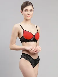 Women Red,Black Net Bra Panty Set|Lingerie Set|Honeymoon Night Dress Wedding|Valentine Beautiful Gift for Girl|Bra Panty Set for Women with Sexy|Bra Panty Set for Women-thumb1