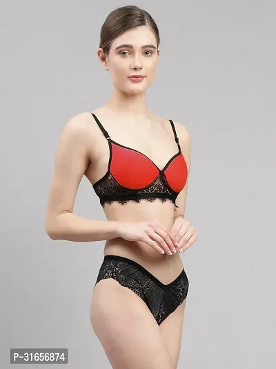 Women Red,Black Net Bra Panty Set|Lingerie Set|Honeymoon Night Dress Wedding|Valentine Beautiful Gift for Girl|Bra Panty Set for Women with Sexy|Bra Panty Set for Women-thumb2