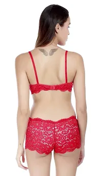 Fashion Comfortz Women's Bra Panty Set Red-thumb3