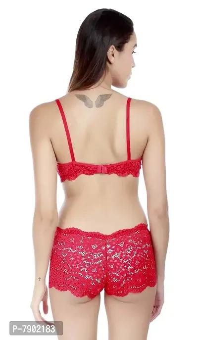 Fashion Comfortz Women's Bra Panty Set Red-thumb4