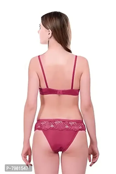 Fashion Comfortz Women&rsquo;S Girls Lace Lycra Spandex (4Way) Bikini Set for Women|Womens Girls Ladies Undergarments|Bra Panty Set for Women with Sexy Pink-thumb4