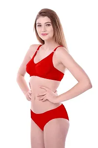 PIBU-Women's Cotton Bra Panty Set for Women Lingerie Set Sexy Honeymoon Undergarments (Color : Red)(Pack of 1) Model No : SK01-thumb1