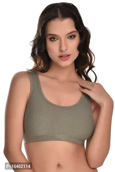Stylish Grey Cotton Solid Bras For Women