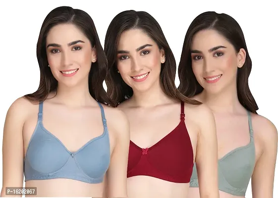 Stylish Cotton Solid Bras For Women- Pack Of 3-thumb0