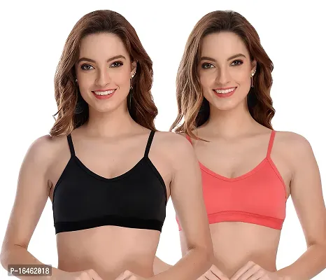 Stylish Multicoloured Cotton Solid Bras For Women Pack Of 2-thumb0