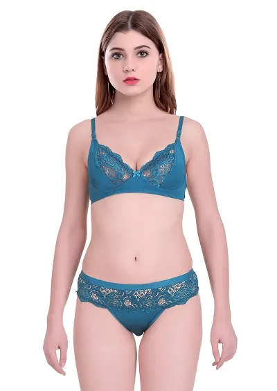 Buy Baremoda Women's Net Bra and Panty Set Combo Pack of 3 Online