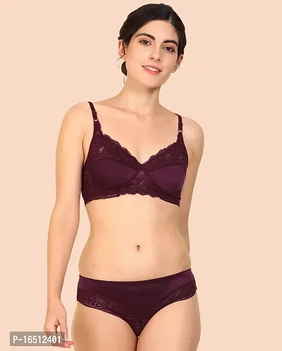 Stylish Maroon  Bra  Panty Set For Women-thumb0