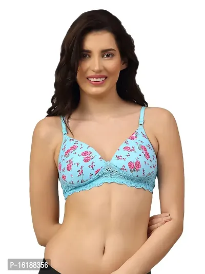 Stylish Blue Cotton Printed Bras For Women-thumb0