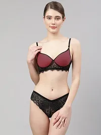 Women Red,Maroon Net Bra Panty Set|Lingerie Set|Honeymoon Night Dress Wedding|Valentine Beautiful Gift for Girl|Bra Panty Set for Women with Sexy|Bra Panty Set for Women-thumb3