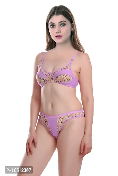 Stylish Purple  Bra  Panty Set For Women-thumb3