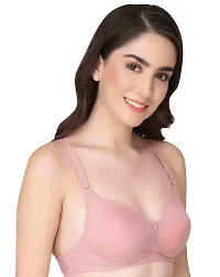 Stylish Pink Cotton Solid Bras For Women-thumb1