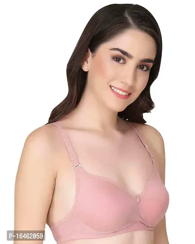 Stylish Pink Cotton Solid Bras For Women-thumb2