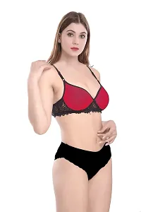 PIBU-Women's Cotton Bra Panty Set for Women Lingerie Set Sexy Honeymoon Undergarments (Color : Red,Pink,Blue)(Pack of 3)(Size :36) Model No : LPD Set-thumb1