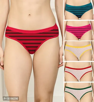 Stylish Multicoloured Cotton Blend Hipster Briefs For Women Pack Of 6-thumb0