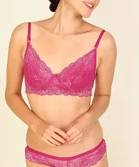 PIBU-Women's Net Bra Panty Set for Women Lingerie Set Sexy Honeymoon Undergarments ( Color : Pink,Black,Brown )( Pack of 3 )( Size :34) Model No : Net SSet-thumb4