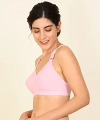 Stylish Pink,White Cotton Solid Bras For Women Pack Of 2-thumb2