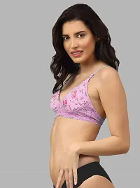 Stylish Pink Cotton Printed Bras For Women-thumb2