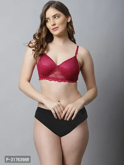 Stylish Women Red, Maroon Cotton Bra Panty Set - Pack of 2-thumb4