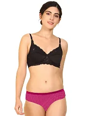 Women Cotton Bra Panty Set for Lingerie Set Pack of 2  Color : Pink,Black-thumb4