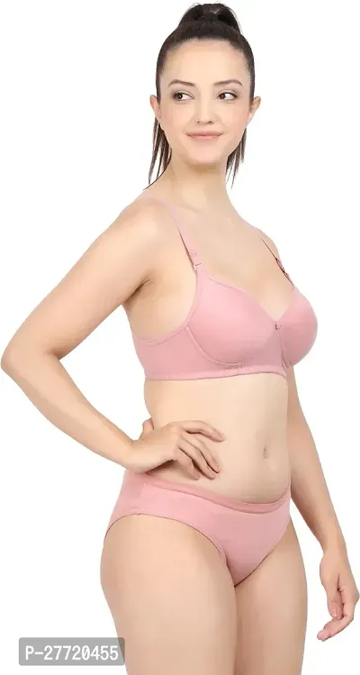 Women Cotton Bra Panty Set for Lingerie Set Pack of 2  Color : Pink,Maroon-thumb2