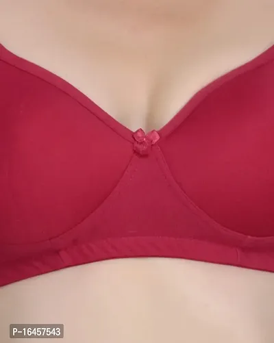 Stylish Red,Blue Cotton Solid Bras For Women Pack Of 2-thumb4