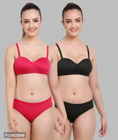 Stylish Cotton Bra And Panty Set For Women Pack Of 2-thumb0