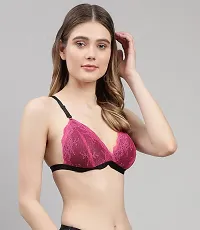 Stylish Women Pink Net Bra Panty Set - Pack of 1-thumb2