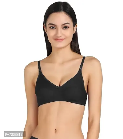 Women T-Shirt Cotton Non Padded Non-Wired Bra (Pack of 2) (Black,Pink)-thumb5