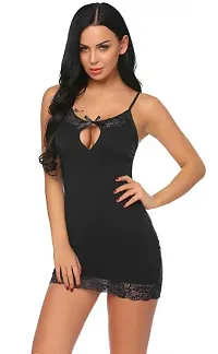 Stylish Black Net Lace Baby Dolls For Women-thumb2