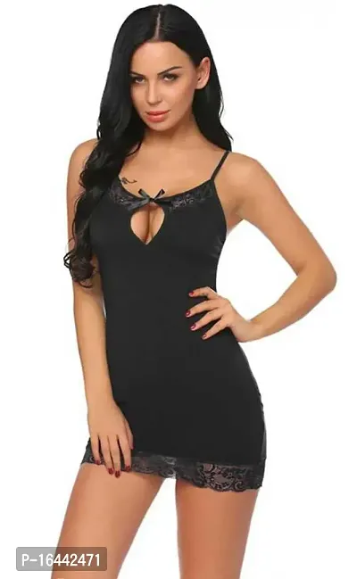 Stylish Black Net Lace Baby Dolls For Women-thumb3