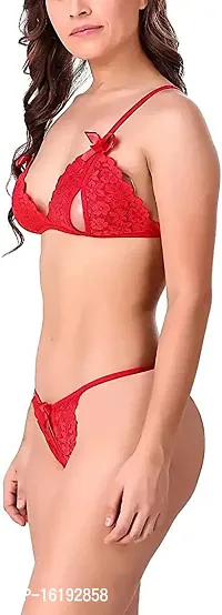 Stylish Red  Bra  Panty Set For Women-thumb4