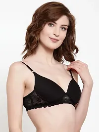 Stylish Black Cotton Solid Bras For Women-thumb1