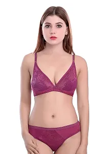 PIBU-Women's Cotton Bra Panty Set for Women Lingerie Set Sexy Honeymoon Undergarments ( Color : Maroon )( Pack of 1 )( Size :30) Model No : Safal et-thumb4